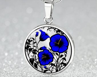 Morning Glory Halskette, Armband oder Schlüsselbund, personalisierte September Geburtsmonat Blume Anhänger Schmuck, Floral Valentine & Muttertagsgeschenk