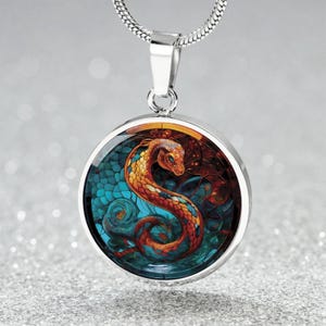 Year of The Snake Necklace Gold - Personalized Chinese Zodiac Pendant Silver - Lunar New Year 2025 Jewelry - Snake Pendant Necklace