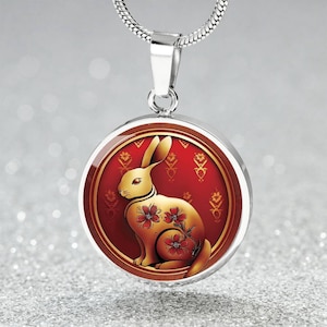 Rabbit Pendant Necklace, Bangle Bracelet or Keychain - Silver or Gold Chinese Zodiac Animal Jewelry - Lunar New Year Gift For Her or Him