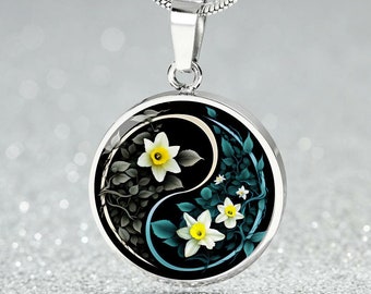 Daffodil Pendant Necklace, Bracelet or Keychain - Personalized March Birth Flower Jewelry, Gold or Silver Floral Charm Birthday Gift For Her