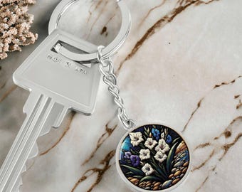 Gladiolus nyckelring, halsband eller armband - Augusti födelse blomma hänge smycken - Silver eller guld blommig berlock nyckelring födelsedagspresent till henne