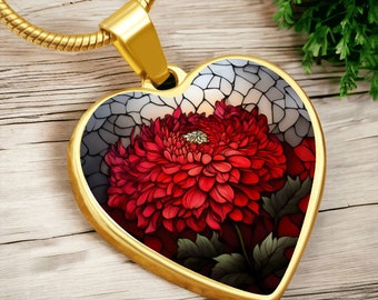 Nelke Geburtsblume Halskette, Blumengeschenk für Sie Halskette mit Gravur, Mutter- & Valentinstag-Halskette, Geburtsmonat-Blumen-Halskette