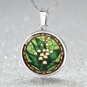 Lily Of The Valley Necklace, Personalized May Birth Month Flower Jewelry, Gold Floral Charm Pendant Valentines & Mothers Day Gift For Her