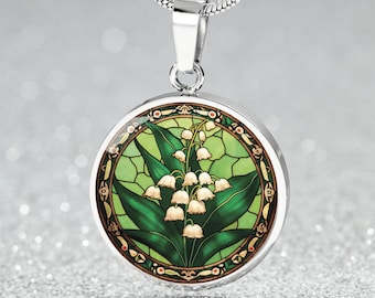 Lily Of The Valley Necklace, Personalized May Birth Month Flower Jewelry, Gold Floral Charm Pendant Valentines & Mothers Day Gift For Her