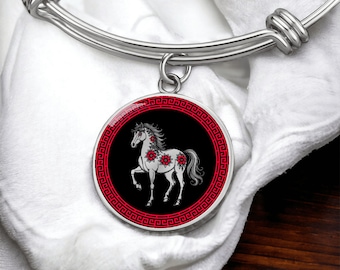 Paardarmband, ketting of sleutelhanger, gepersonaliseerde Chinese dierenriem dierenhangersieraden, zilveren of gouden nieuwjaarscadeaus voor vrouwen
