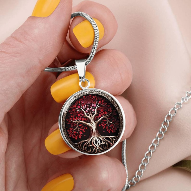 Tree of Life Necklace, Silver Stainless Steel Charm Pendant