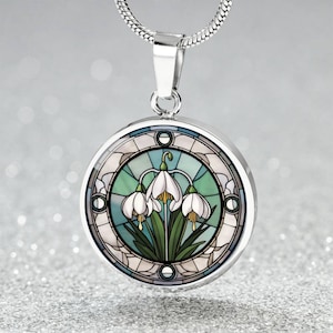 Snowdrop Birth Flower Necklace, Personalized January Birth Month Flower Jewelry, Floral Charm Pendant Anniversary & Birthday Gift for Her