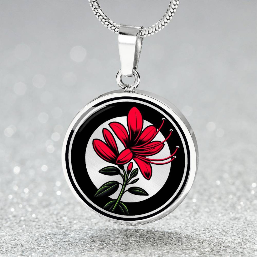 Honeysuckle Necklace, Birth Flower Necklace Silver, Birth Month Flower Necklace, Birth Flower