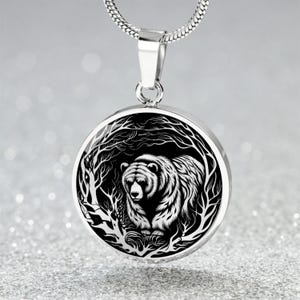 Silver Bear Necklace For Women & Men- Bear Spirit Animal Jewelry Gift For Her or Him - Gold Bear Pendant Charm Necklace Bracelet or Keychain
