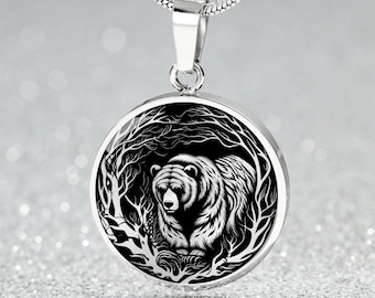 Silver Bear Necklace For Women & Men- Bear Spirit Animal Jewelry Gift For Her or Him - Gold Bear Pendant Charm Necklace Bracelet or Keychain