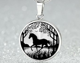 Horse Pendant Necklace, Bracelet or Keychain, Personalized Chinese Zodiac Animal Jewelry, Silver or Gold Lunar New Year Gifts For Her or Him