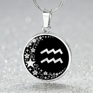 Aquarius Zodiac Pendant Necklace, Bangle Bracelet or Keychain -  Gold Astrology Jewelry Gift For Her - Silver Celestial Charm For Women