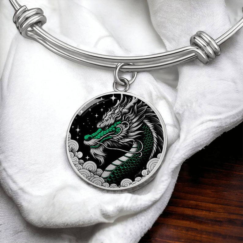 Dragon Bracelet, Jade Dragon Pendant Charm Bracelet, 2024 Year of the