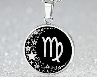 Virgo Zodiac Pendant Necklace, Bangle Bracelet or Keychain -  Gold Astrology Jewelry Gift For Her - Silver Celestial Charm For Women