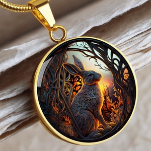 Rabbit Pendant Necklace, Bangle Bracelet or Keychain - Chinese Zodiac Animal Jewelry Gift For Her or Him - Silver or Gold Rabbit Charm
