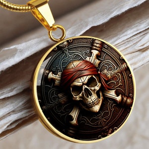 Skull and Crossbones Pendant Necklace, Bracelet or Keychain - Personalized Pirate Jewelry - Silver or Gold Skull Charm Gift For Her or Him