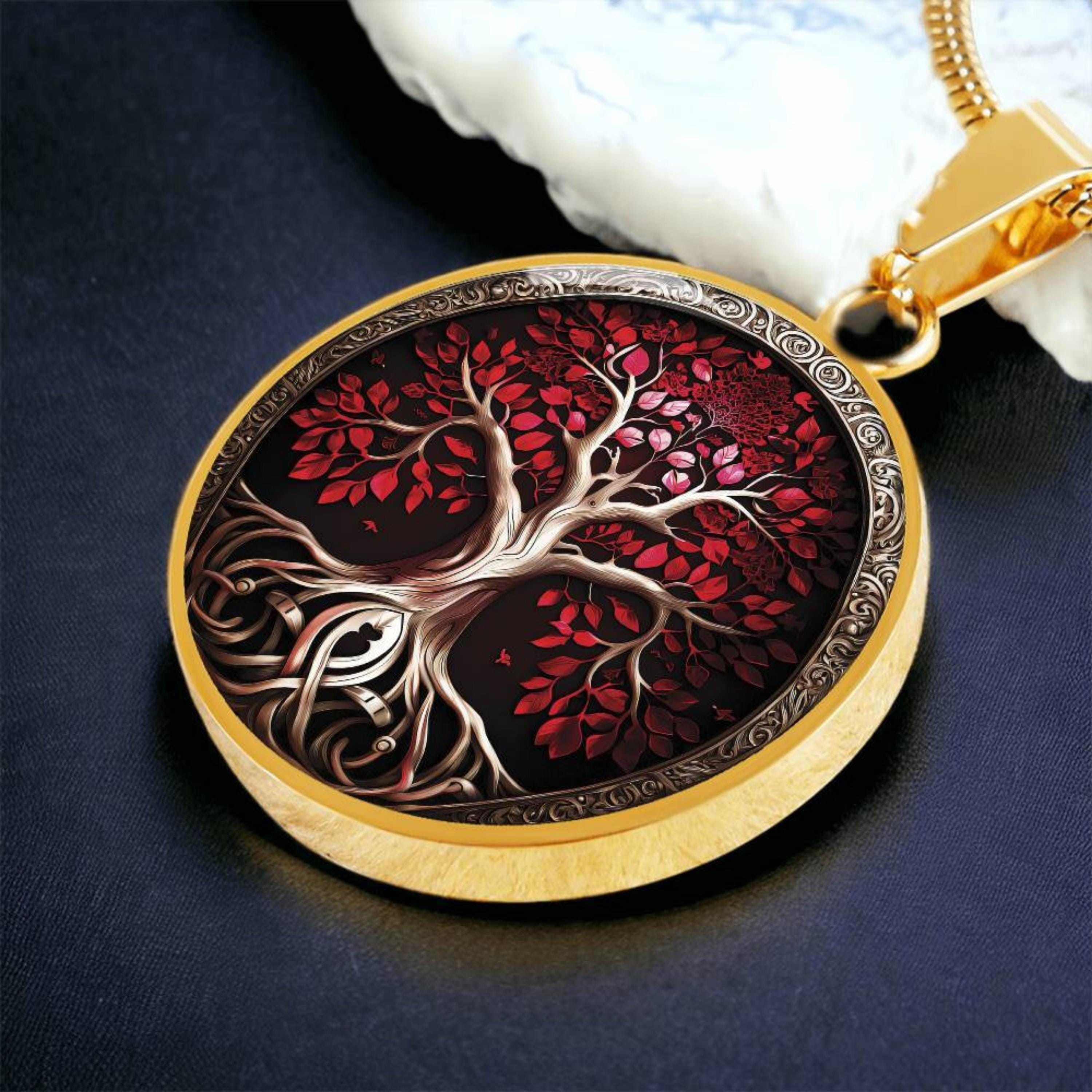 Tree Of Life Yggdrasil Pendant Necklace - 20" Silver Plated Chain, Handmade, Gift Bag Included