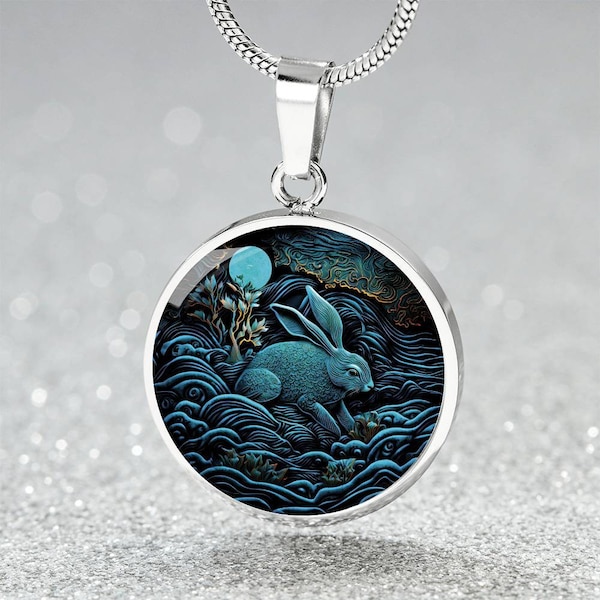 Collier de lapin d'eau avec pendentif à breloque en or 18 carats personnalisé c'est une année parfaite du lapin 2023 cadeau de nouvel an lunaire et animal du zodiaque chinois