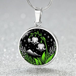 Lily Of The Valley Pendant Necklace, Bracelet or Keychain - May Birth Flower Jewelry - Silver or Gold Floral Charm Birthday Gifts For Her