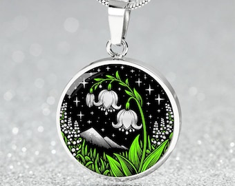 Collana, braccialetto o portachiavi con ciondolo a forma di mughetto - Gioielli floreali per la nascita di maggio - Ciondolo floreale in argento o oro, regali di compleanno per lei