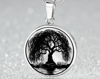 Weeping Willow Tree Necklace Gift for Mama Dwarf Weeping Willow Tree Jewelry Weeping Willow Tree Pendant Gift for Her Willow Tree Charm