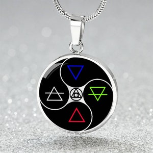 Alchemy Pendant Necklace, Bracelet or Keychain - Philosopher’s Stone Alchemist Jewelry Gift For Her or Him, Silver or Gold Yin and Yang Cham
