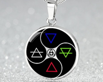 Collar, pulsera o llavero con colgante de alquimia: piedra filosofal, joyería de alquimista, regalo para ella o para él, plata u oro, Yin y Yang Cham