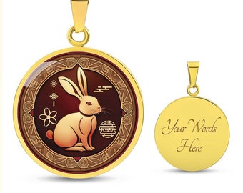 Year of the Rabbit Necklace, Personalized Chinese Zodiac