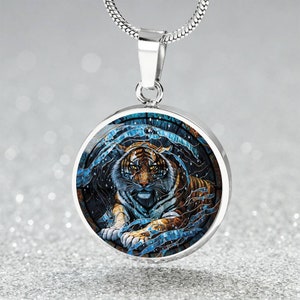 Year of the Tiger Pendant Necklace, Bangle Bracelet or Keychain -  Silver & Gold Charm Chinese Zodiac Animal Jewelry Gifts For Her or Him