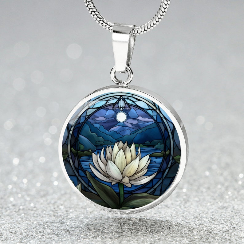 Water Lily Necklace Birth Month Flower Jewelry Plant Lover Etsy