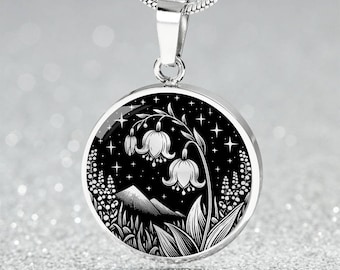 Collana, braccialetto o portachiavi con ciondolo a forma di mughetto - Gioielli floreali per la nascita di maggio - Ciondolo floreale in argento o oro, regali di compleanno per lei
