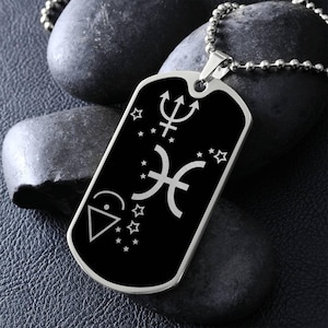 Sternzeichen Fische Halskette Männer - Pisces Dog Tag Halskette - Silber Pisces Charm - 18K Gold Pisces Anhänger Schmuck - Sternzeichen Geschenke für Ihn