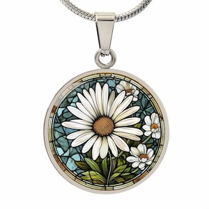 Daisy Pendant Necklace, Bracelet or Keychain - Personalized April Birth Flower Jewelry - Silver or Gold Floral Charm Birthday Gifts For Her
