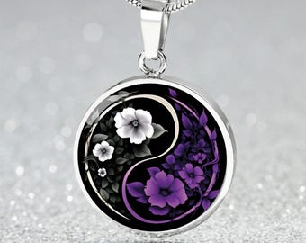 Collar, pulsera o llavero violeta - Joyería personalizada con flores de febrero para mujer - Colgante floral de plata/oro, regalo para ella