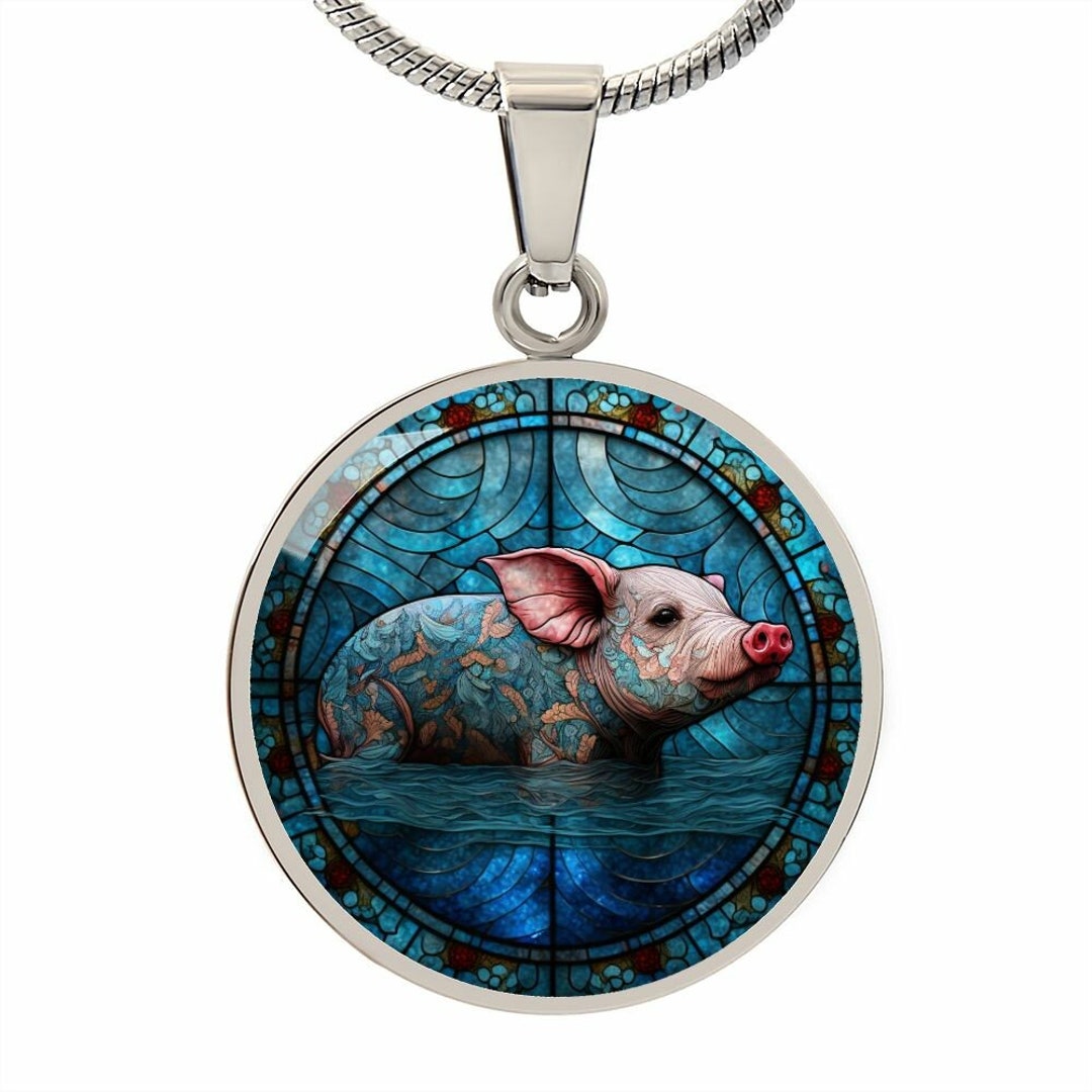 Pig Pendant Necklace, Bangle Bracelet or Keychain Silver or Gold