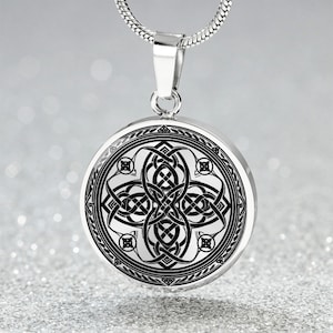 Colar, pulseira ou chaveiro com pingente de nó de bruxa - Joia celta Wicca personalizada, amuleto de proteção Wicca de prata ou ouro, presente para ela