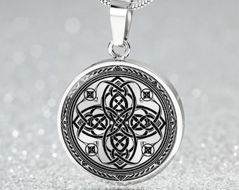 Witches Knot Pendant Necklace, Bracelet or Keychain - Personalized Wicca Celtic Jewelry, Silver or Gold Wiccan Protection Charm Gift For Her