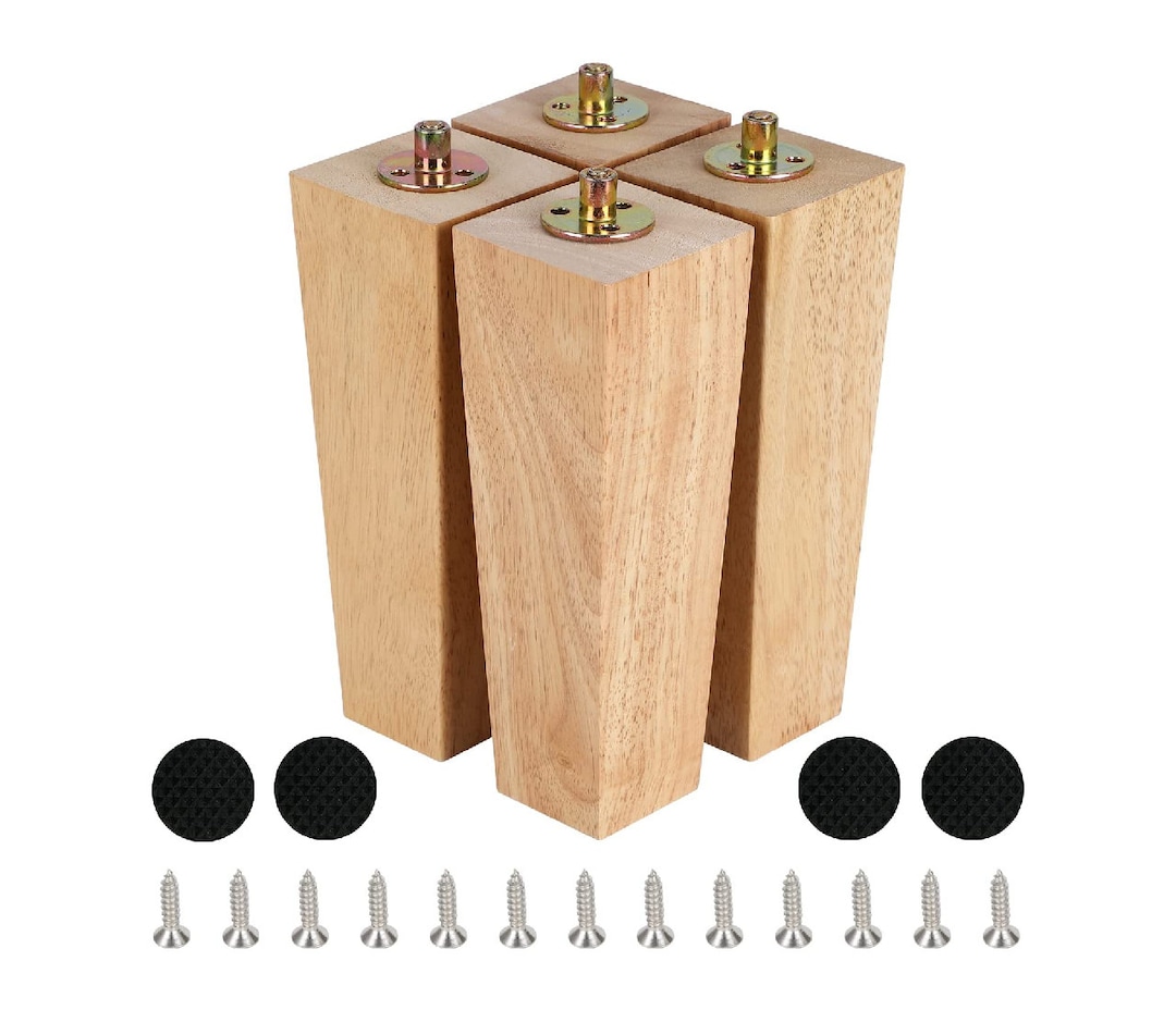 Wooden Solid Wood Square Furniture Legs Set of 4 Midcentury Etsy