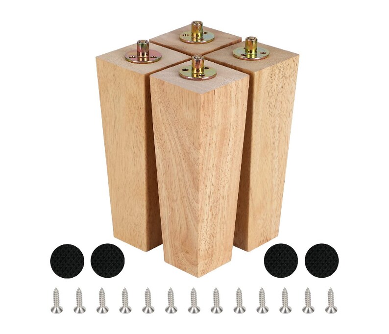Wooden Solid Wood Square Furniture Legs Set of 4 Midcentury Etsy