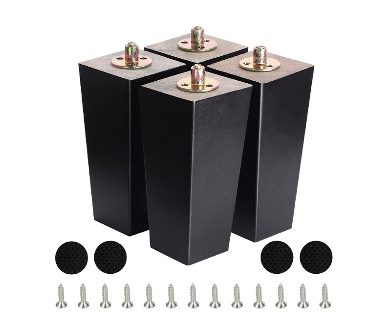 Wooden Solid Wood Square Furniture Legs Set of 4 Midcentury Etsy