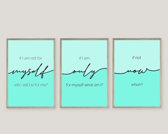 Inspirational Wall Art Printable Poster Decor / Inspirational quotes / Office wall art / Office decor / Word Art / Hillel / If not now when
