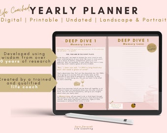 Year Planner | Digital Planner | Goodnotes Planner | iPad Planner | Notability Planner | Printable Planner Undated Planner |Digital Journal