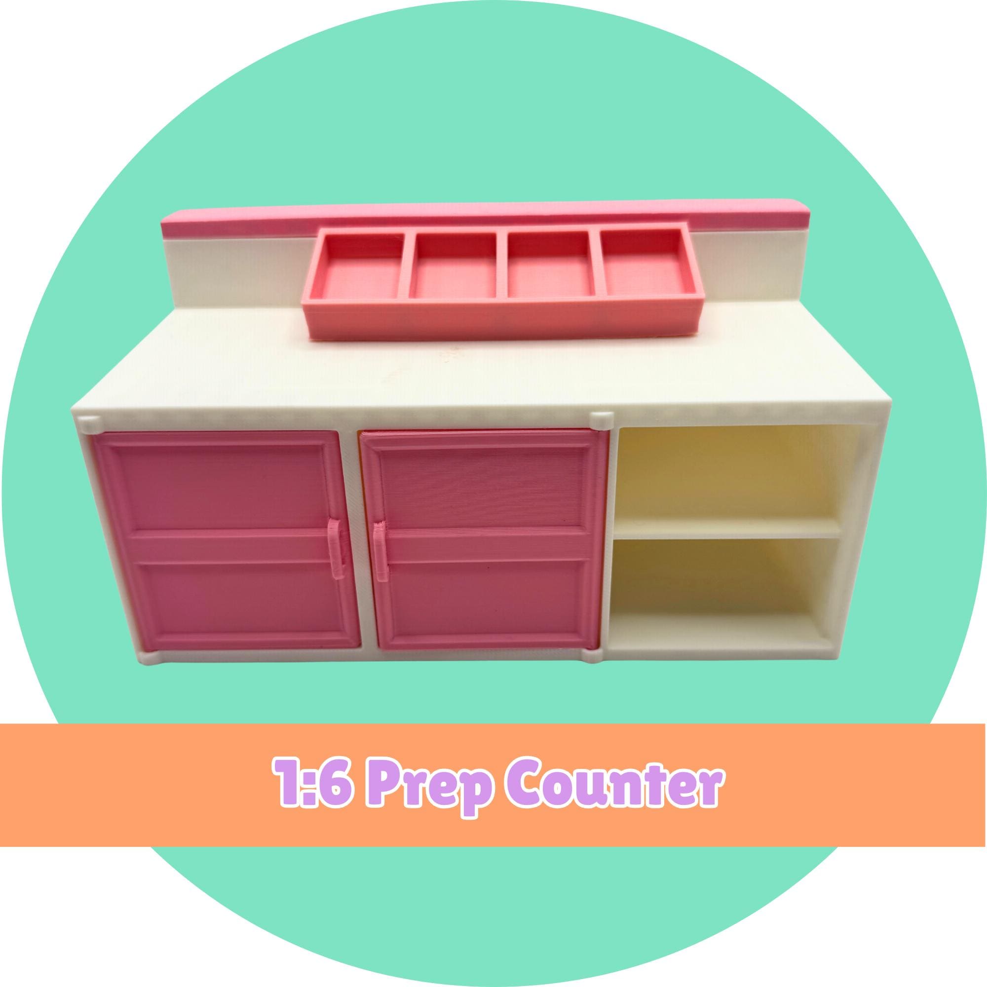 1:6 Miniature Prep Counter - Dollhouse, Barbie, or Miniverse Furniture