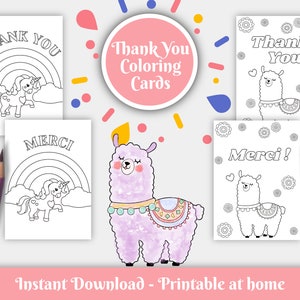 Cartoline da colorare per bambini con messaggio di ringraziamento stampabili a casa