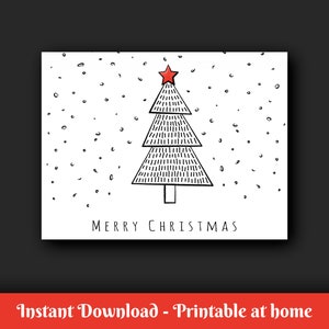 Carte Moderne et Minimaliste de Noël | DIGITALE IMPRIMABLE | Joyeux Noel | Sapin de Noel
