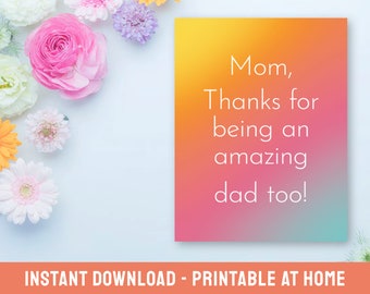 Father's Day Card for Mom, Printable Card, Instant Download, Two Sizes ...