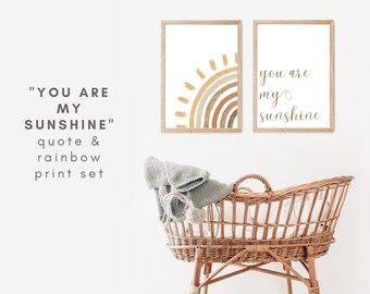 You Are My Sunshine Neutral Rainbow Nursery Wall Art Baby Girl Toddler Room Decor Digital Instant Download