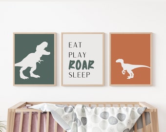 Dinosaur Prints, Toddler Wall Art, Kids Room Wall Decor, Set Of 7 Posters, Nursery Printables, Digital Download