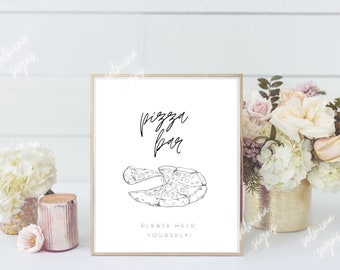 Minimalist Pizza Wedding Signs- Pizza Bar - Wedding Art - Modern Wedding Decor - Digital Download PDF