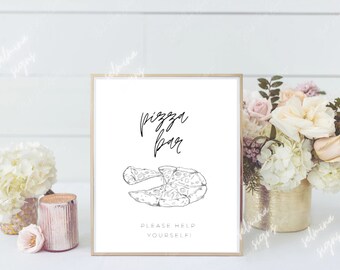 Minimalist Pizza Wedding Signs- Pizza Bar - Wedding Art - Modern Wedding Decor - Digital Download PDF